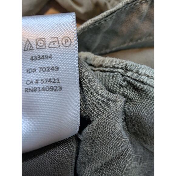 Loft Jacket Women Small Army Green Linen Utility Pockets Inside Cinch Full Zip - Picture 8 of 8